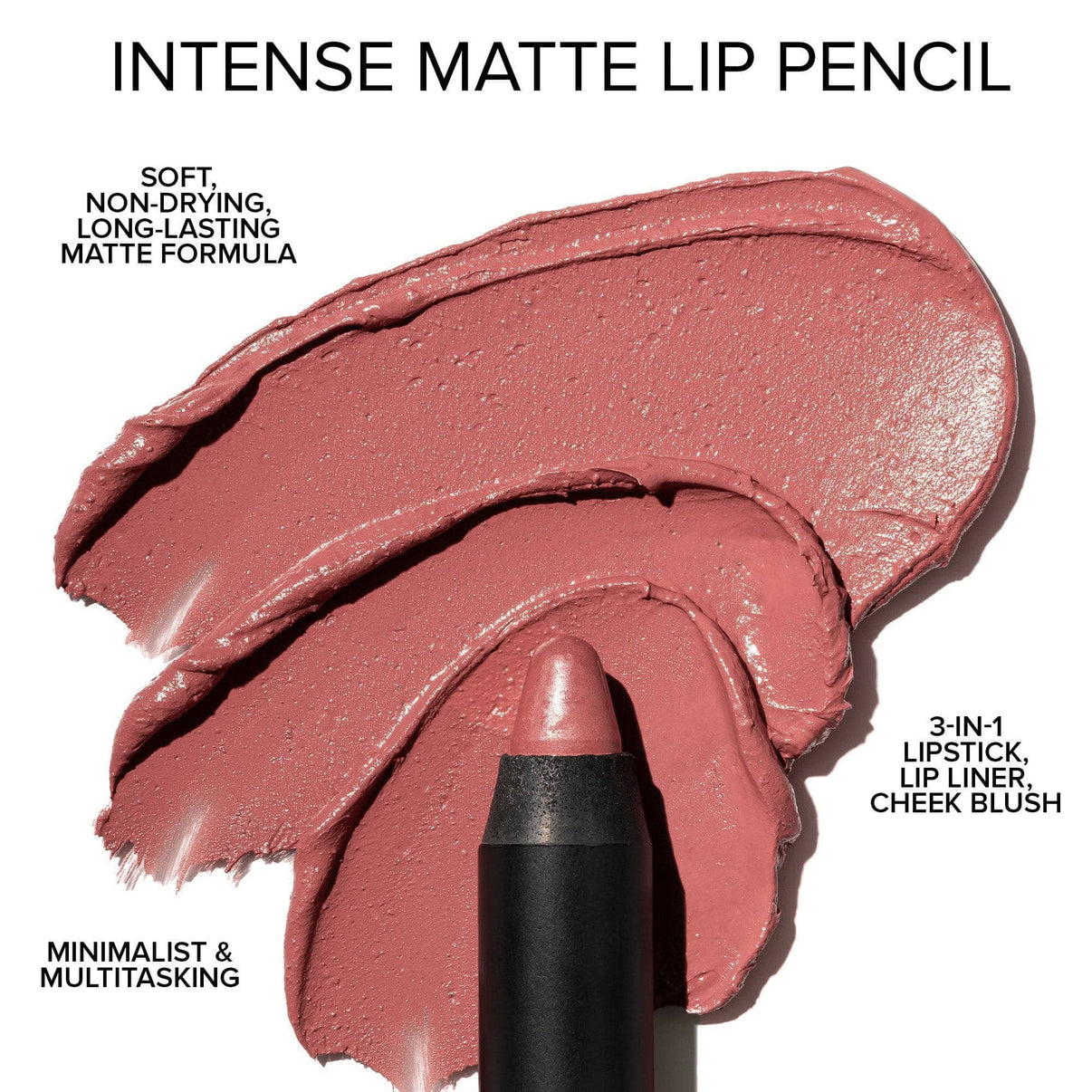 Intense Matte Lip Pencil flat lay with texture swatch