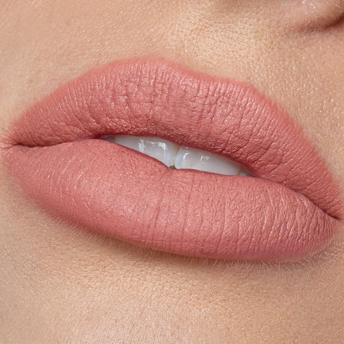 lips wearing Intense Matte Lip + Cheek pencil in shade pixi