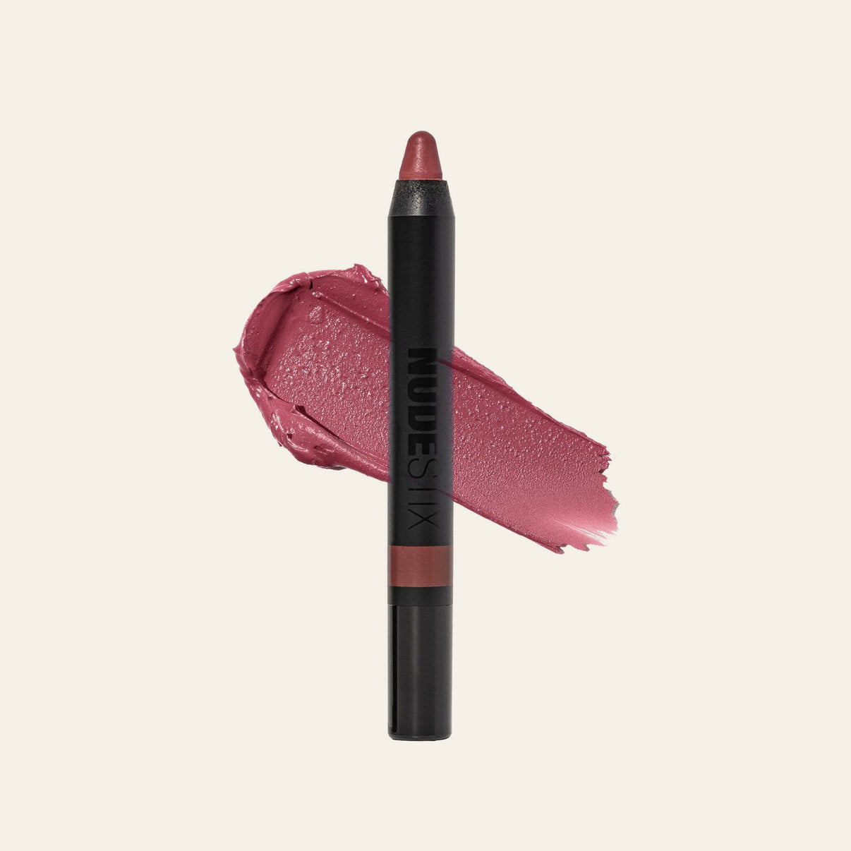 Intense matte lip + cheek pencil with texture swatch